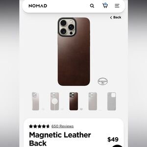 Gently Used iPhone 16 Pro Max Nomad Magnetic Leather iPhone Case - Dark Brown